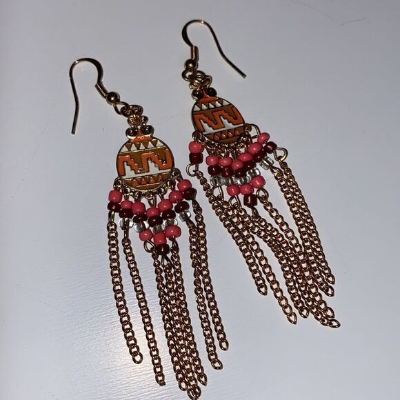 Colorful Beaded Drop Earrings - Picture 5 of 5
